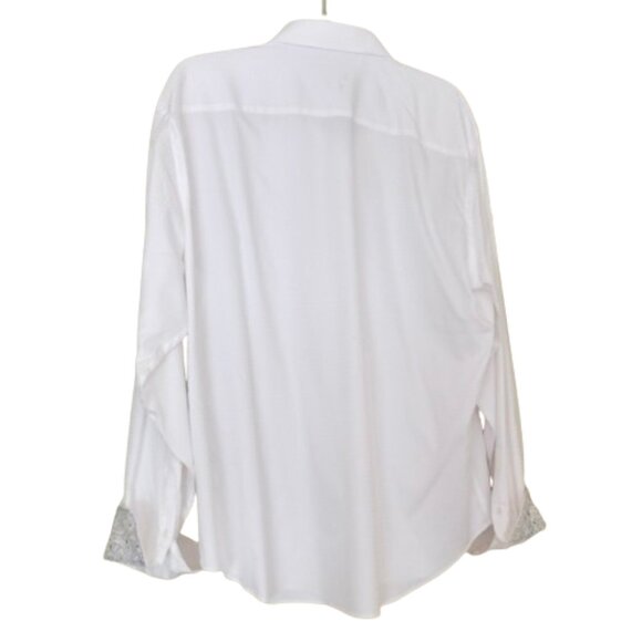 BULGATCHI XL White Shirt Reversible Flip Cuff Mens Long Sleeve Cotton Luxury NWT - Picture 2 of 5
